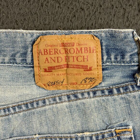 Vtg Abercrombie & Fitch Jeans Mens 30x32 Blue Bootcut Y2K Faded Light Wash - Picture 13 of 16